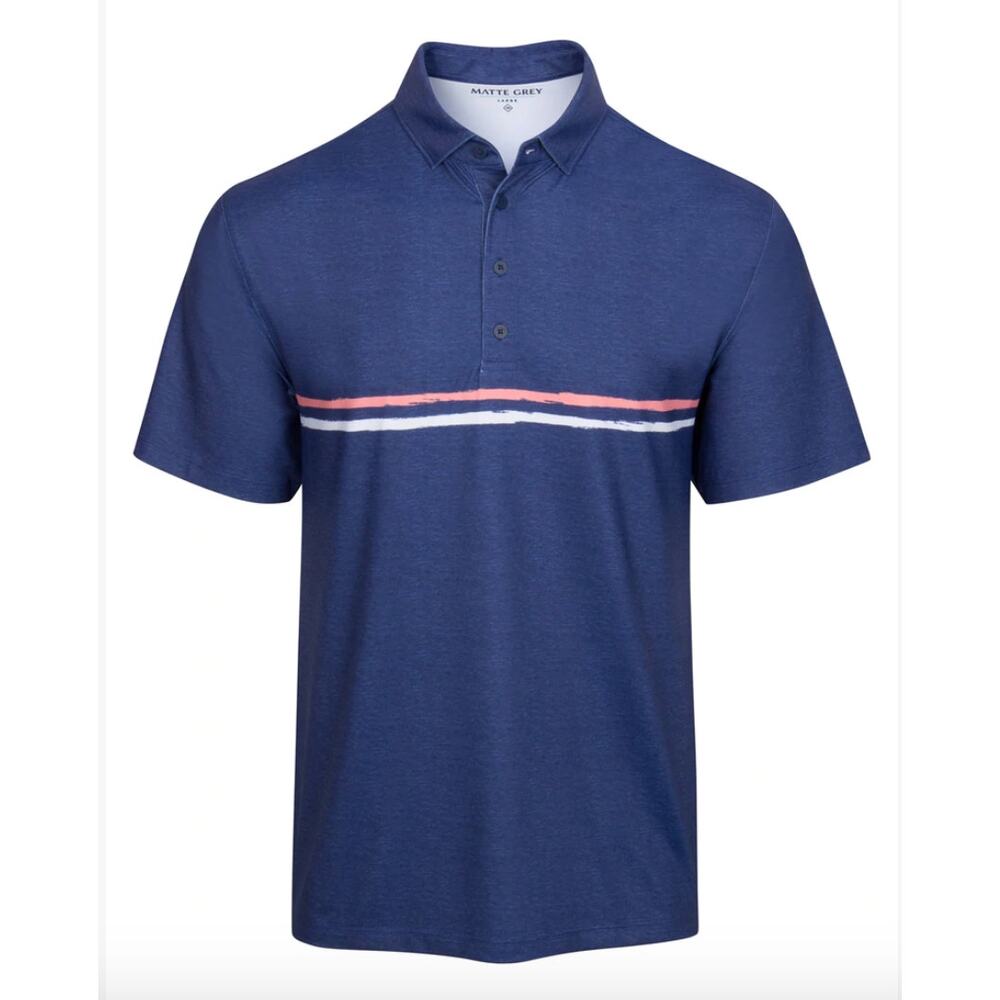 Matte Grey | Bryson NAVAL HEATHER Polo in Reef/White // M